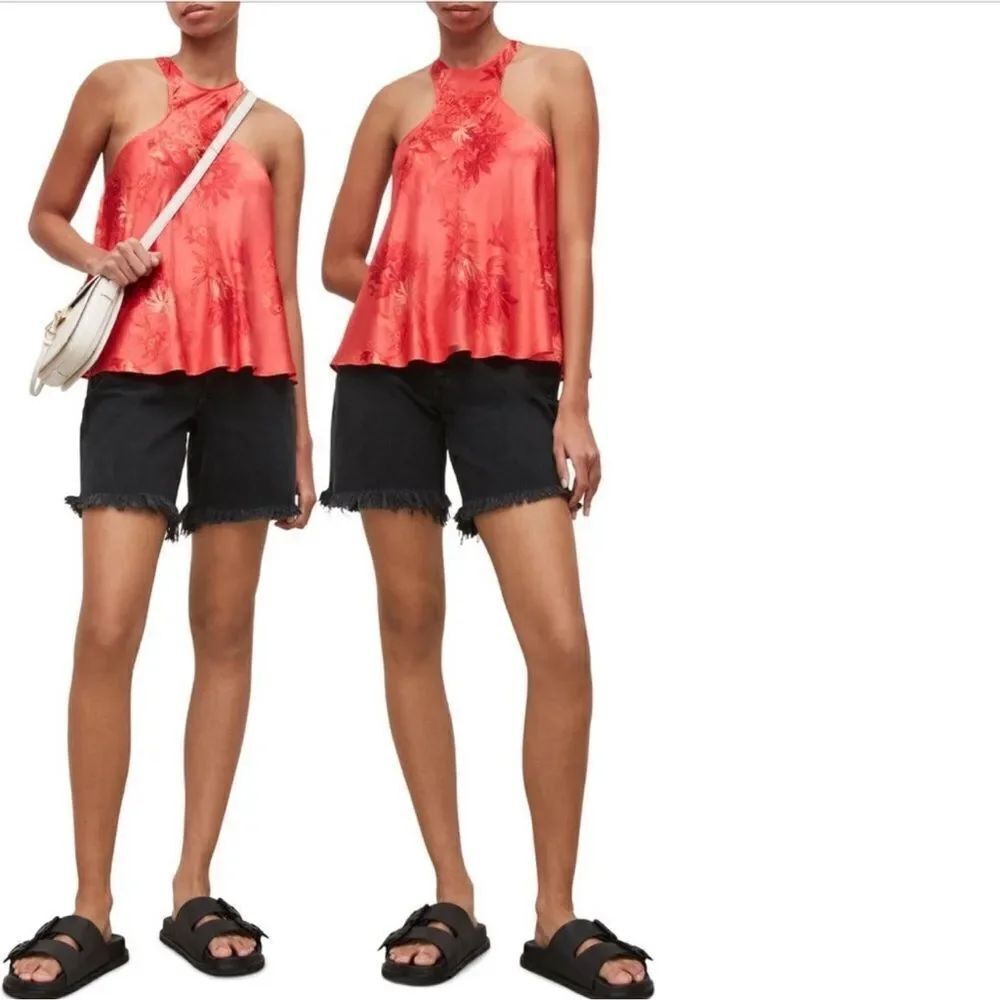 NEW ALLSAINTS PRINTED SILK BLEND TOP NWT Size 4 - Picture 2 of 9